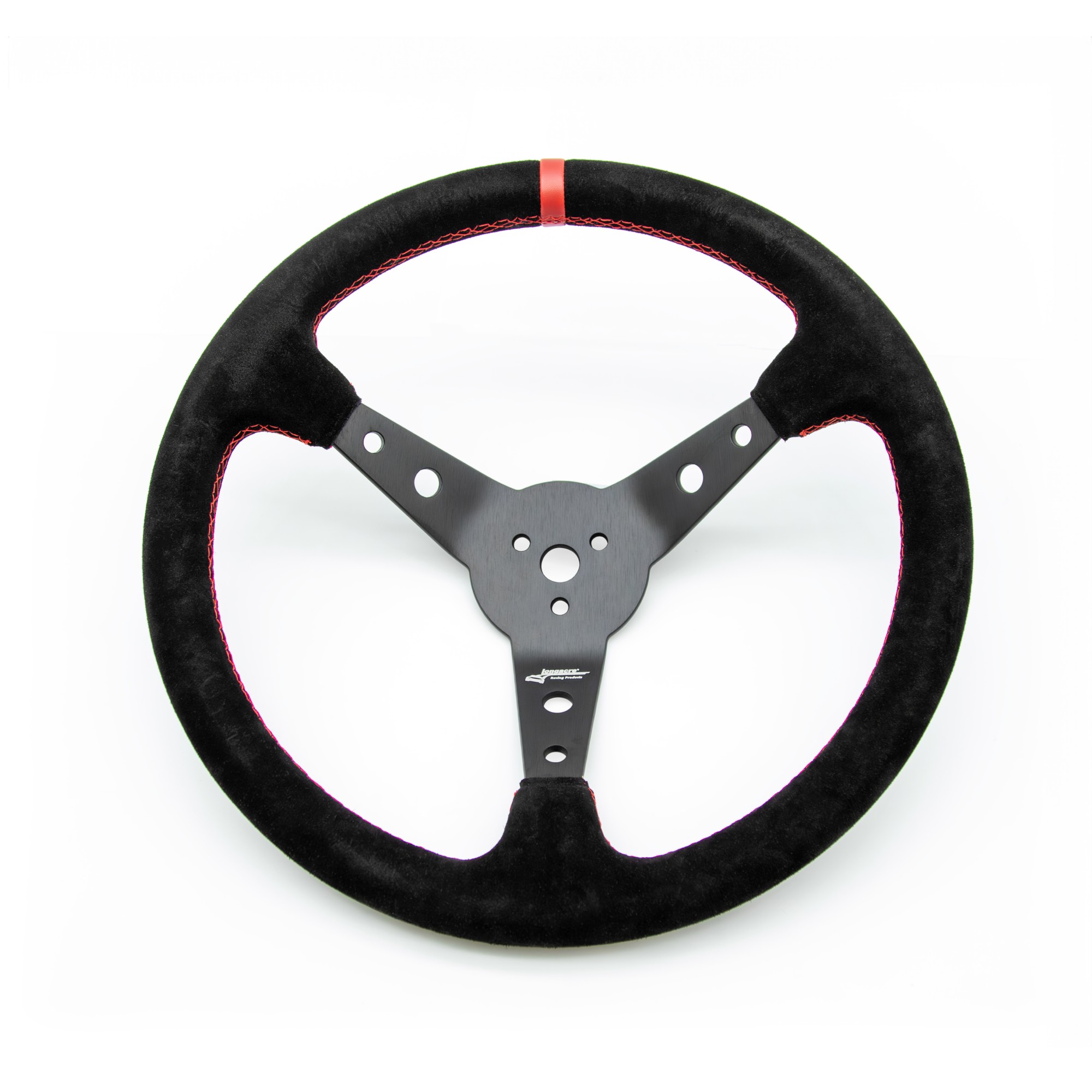 Suede Dished Steering Wheel - 15" Black