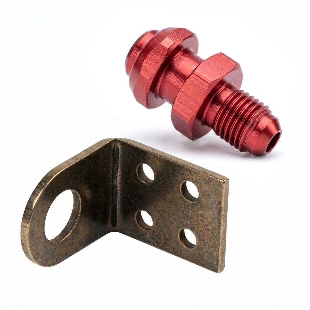 #4 Brake Line Frame Fitting w/ Tab & Nut